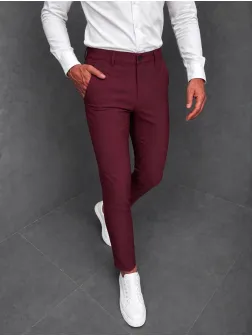 Pantaloni barbati casual grena c001